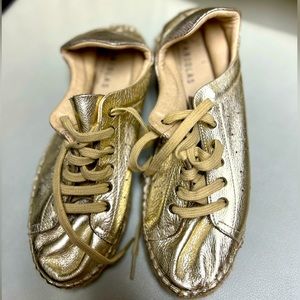 Fabiolas Gold Leather Espadrille Sneaker